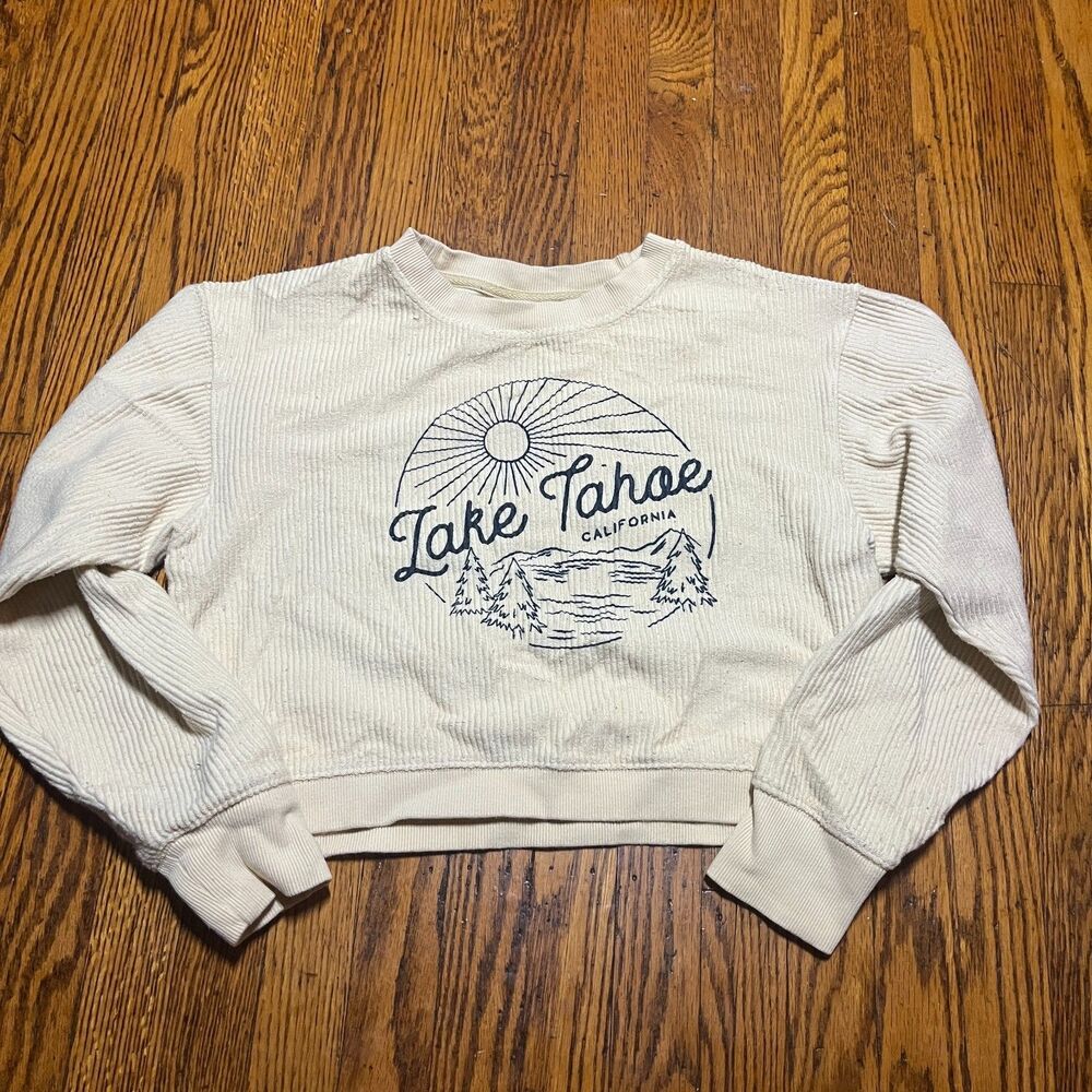 Unwind by League Lake Tahoe California Ribbed Cropped Sweater Women's M